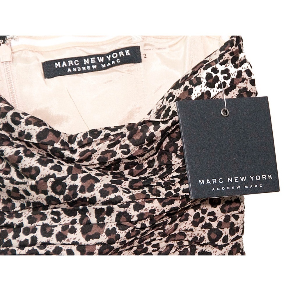 Andrew Mark Leopard Strapless Lined Dress 2 - Picture 2 of 5